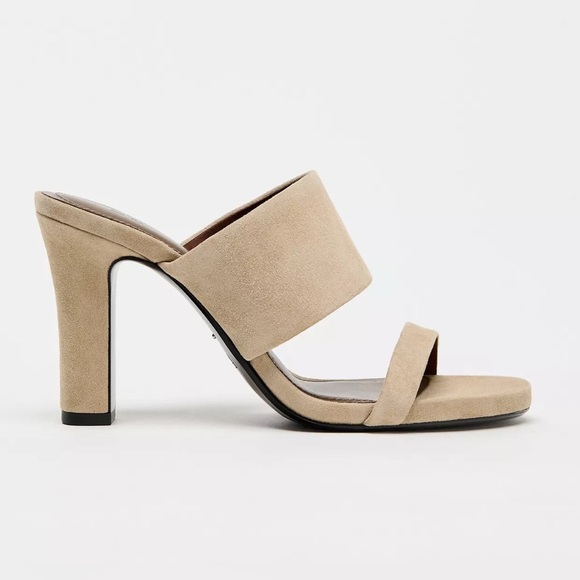 🔥🔥Zara Women's Tan Suede Heeled Sandals - Picture 2 of 6